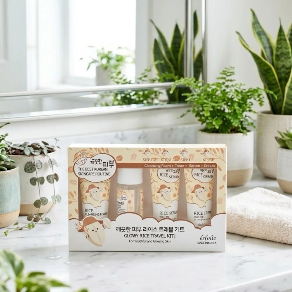 Esfolio Glowy Rice Travel Kit - Skincare Set